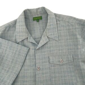 Giorgio Inserti. Button Up, Mens, XL, Turquoise, Plaid Short Sleeve Shirt